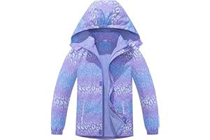 SERENYOU Girls Waterproof Jacket Kids Fleece Lined Windbreaker Raincoat with Removable Hood