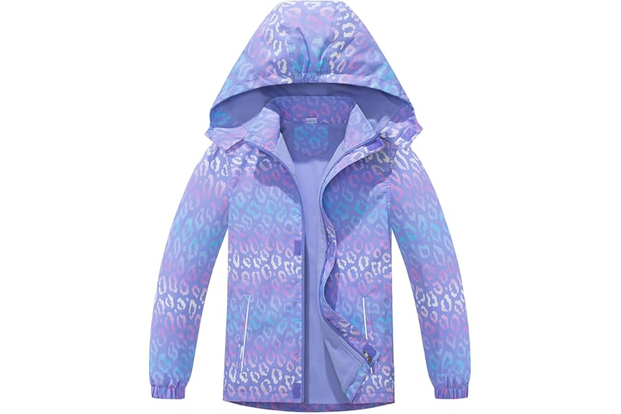 SERENYOU Girls Waterproof Jacket Kids Fleece Lined Windbreaker Raincoat with Removable Hood