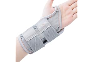 CURECARE New Updated Carpal Tunnel Wrist Splint, Adjustable Wrist Support with 2 Straps, Professional Wrist Brace for Pain Relief, Repetitive Injuries Recovery (Left Hand-Gray, S/M)