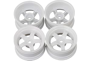 BQLZR White 110019 RC 1:10 On-road Racing Car Plastic Wheel Rim with 5-Spoke Drive Hex 12mm Pack of 4