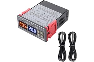 AITRIP STC-3008 Digitaler Temperatur Regler Thermostat DC 12V mit doppelter NTC Sondensonde Kühler Heizung für Inkubator Hühner Heizfolie Reptilien Amphibien