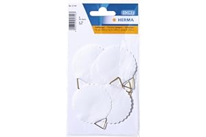 HERMA 5749 Bildaufhänger zum Kleben weiß groß, 6 Stück, Ø 55 mm, selbstklebend, Drahtseil Bildaufhängung ohne Bohren für die Wand, starke Papier Draht Aufhänger für Bilder Bilderrahmen bis 1200 g