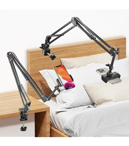 Support Téléphone à Col De Cygne Réglable - Pince Pour Lit, Bureau, Cuisine - Bras Flexible Et Base Lourde Stable