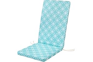 SOFTILLO Waterproof High Back Chair Cushion With Ties 120x45x4cm | Indoors/Outdoors Patio Seat Pad Cushion For Garden Chairs, Loungers, Recliner, Relaxer | Water-Resistant Material |Circle Mint