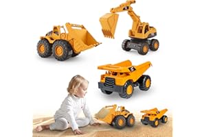 Generisch 3 Pièces Jouets Pelleteuse, Jouet De Sable Pelleteuse Bac à Sable, Jouets De Sable Voiture, avec Camion Benne Bulldozer Pelleteuse, Camions De Chantier pour Enfants pour 3-12 Ans