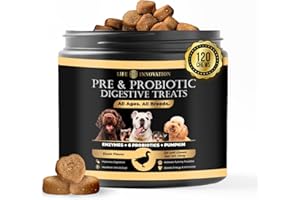 LIFE INNOVATION Probióticos para Perros con Enzimas - 120 Chews - Digestivas, Calabaza, Papaya y Yogur – Mezcla Avanzada con Bacillus subtilis DE111 – Apoyo Digestivo, Inmunidad y Bienestar General