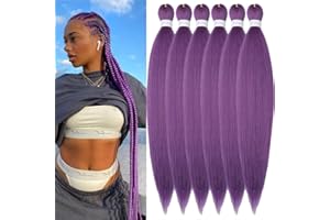 YDDM Pre Stretched Braiding Hair Braiding Hair Extensions Lavender Braids Extensions Hair 32 Inch 6packs Box Braid Hair Extensions Hair For Braiding Crochet Hair Braiding (32 Inch, Lavender#)