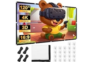 Druuzyl Schermo Proiettore 120 Pollici, 16:9 HD Pieghevole Schermo Proiettore, Schermo Cinematografico Portatile con Ganci e Cordino, Telo per Proiettore per Casa Ufficio Eventi All`Aperto