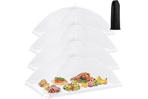 Dawdix Food Covers, 40 Inch Mesh Pop Up Food Cover, Cake Domes for Outdoors, Screen Tents, Parties Picnics, BBQs, Reusable and Collapsible (4 Pack)