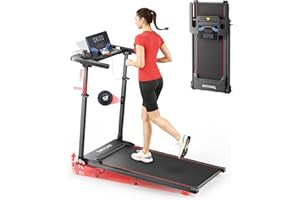 Toputure 6 in 1 Folding Treadmill with Retractable Handrail, 1%-5%-10% Incline Walking Pad Treadmills for Home, 1-12KM/H Foldable Treadmill with Table, Cup Holder, App, Magnetic Remote & LED Display