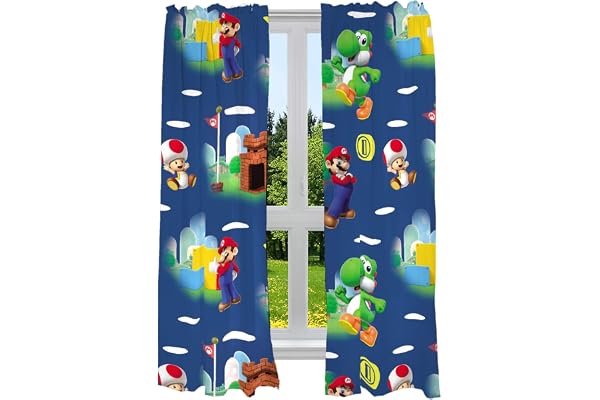 Franco barnrum fönstergardiner draperier set, 208 cm x 160 cm, Super Mario