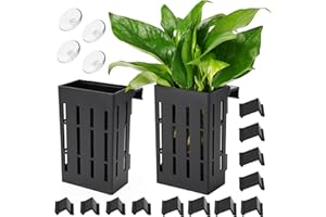 Borlech Upgraded Aquarium Plant Holder with Hooks and Suction Cups for Fish Tank Aquaponic Plants Cultivation and Aquascape Decorations (Black)