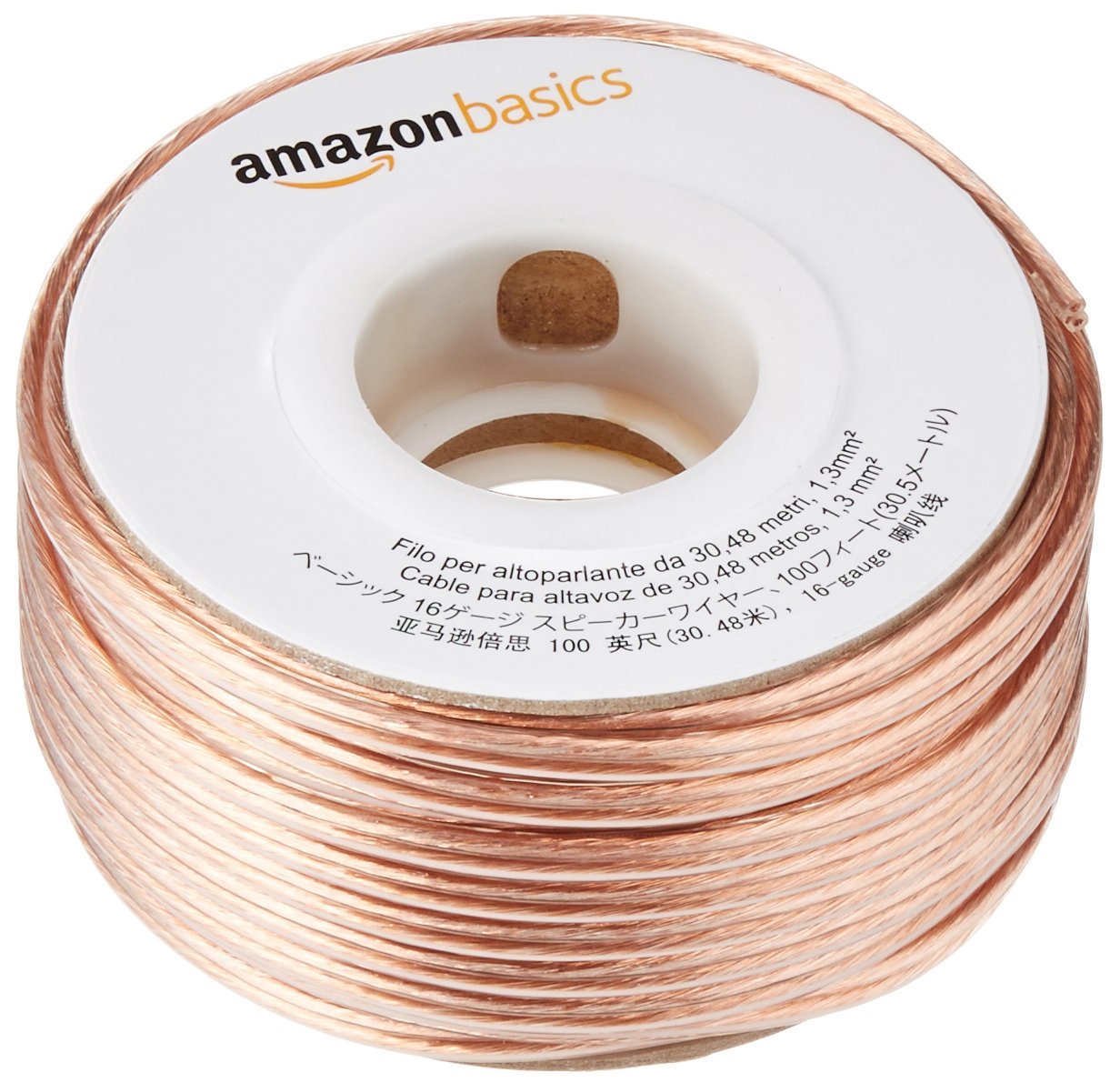 amazon basics 16-Gauge Speaker Wire - 100 Feet, Transparent