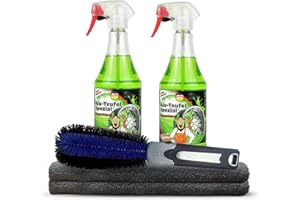 ‎SHINY FREAKS Shiny Freaks TUGA ALU-Teufel Wheel Cleaning Set (2 x 1L) Wheel Rim Cleaner for All Steel and Alloy Wheels + ChemicalWorkz Premium Microfibre Cloth 500 GSM + K2 Wheel Brush | 5 Pieces