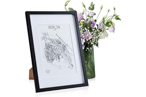 Casa Chic Bilderrahmen mit Passepartout, 45x32 cm Bilderrahmen für Urkunde & Collage, Bilderrahmen A3, Fotorahmen Stehend/Wandmontage, Rahmen für Vertikaler/Horizontaler Gebrauch, Holz Bilderrahmen
