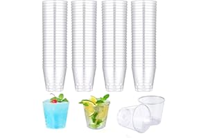 DuDuZui 100 Piezas Vasos de Chupito de Plástico, 50ml_1.7oz Gafas de lente Transparentes y Reutilizables son Ideales para Fiestas, Picnics, BBQ, Bodas, Fiestas