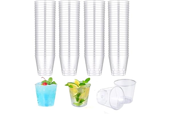 DuDuZui Set med 100 st hårda och tjocka plastskottglas, 50 ml, återanvändbara, perfekta för fester, picknick, grill, bröllop, festivaler