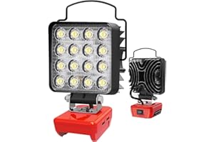 Akocire 34W 5000 LM 2 Modes Cordless LED Work Light Compatible with Milwaukee M18 18V Battery, Battery Powered Flood Lights Portable Spotlight Torch with 2X2.1A USB & Upgraded Low Voltage Protection