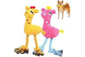 Zliger 2 pcs Juguetes para Perros, Juguete Perro Indestructible, Juguetes Masticables de Peluche Chirriantes, Adecuado para Perros de Razas Pequeñas, Medianas y Grandes (Amarillo + Rosa)