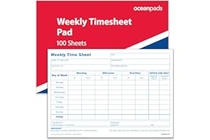 OCEANPADS Weekly Employee Timesheet Pad, 1-Part 80gsm Paper (69530)