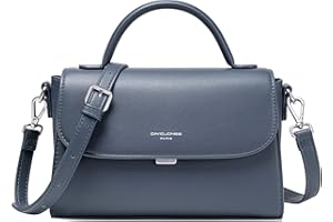 David Jones - Sac Bandoulière Femme - Sac à Main Rabat Simili Cuir PU Porté Epaule - Besace Forme Cartable Taille Moyenne - Sac de Ville Tendance Shopping Elégant Mode - Bleu