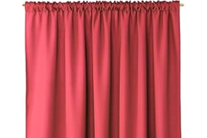 AmeliaHome Tenda decorativa Oxford Solid, 140 x 250 cm, con fettuccia arricciatenda, colore: rosso