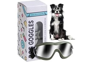 NVTED Dog Goggles Dog Sunglasses, Dog Glasses Sun Protection Windproof Waterproof Dustproof, Pet Glasses Anti-Broken Anti-Fog with Adjustable Strap for Medium or Large Dog