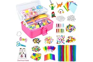 VLUINANI Activites Manuelles pour Enfants Activite Enfant Kit Bricolage Enfant Activité Manuelle Enfant pour 4-12 Ans, Fournitures Éducatives Loisirs Créatifs pour Enfants Pipe Cleaners Pompons Plumes