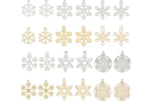 SUNNYCLUE 1 scatola 24 pezzi ciondolo Natale Inverno In Acciaio Inossidabile Colore Argento Dorato Piatto Rotondo Bifacciale Ciondoli Vuoti per Creazione di Gioielli