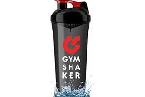 GYMSHAKER Protein Shaker 800 ml - Wabenstruktur-Sieb für cremige Protein Shakes - auslaufsicher & BPA frei - Schwarz Rot