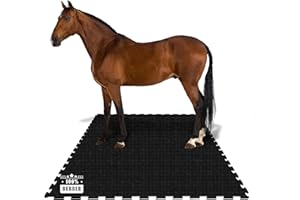 KARAT Tapis d'écurie Puzzle en caoutchouc Pontiac - Revêtement de sol Résistant -20°C à +80°C - Dalle étanche antidérapante pour chevaux vaches - Interverrouillage sur quatre côtés 122x182 cm, 17mm