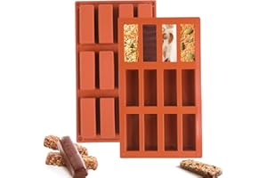 CRESZZLE Lot de 2 moules silicone rectangulaires 12 cavités – moule silicone barre de céréales, moule financier idéal pour barres énergétiques, brownies, cheesecakes, muffins, flans et plus.