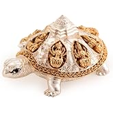 DHRUVS COLLECTION 24k Gold & 999 Silver Plated Tortoise, Turtle for Vastu, Wealth, Home Decor, Temple, Pooja Room, Good Luck 