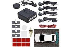 KAOLALI Parking Sensors Car Parking Sensors 4 Sensors Kit Reversing Sensors Audio Buzzer Alarm, Black