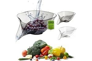 COLEESON Drain Basket Funnel, 2 Pcs Multifunctional Drainage Basket Drain Filter, Fruit Vegetable Washing Strainer Basket, Large Capacity Drainer Bowl Funnel for Kitchen Gadgets (B)