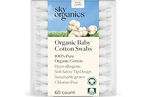 Sky Organics │ Cotton fioc per neonati, 100% puro cotone, 60 pezzi