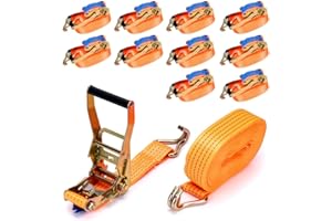 ‎MAXPEEDINGRODS maXpeedingrods 10 Stück 8m Spanngurte mit Ratsche 5000kg Spanngurte mit Haken 50mm für die professionelle Ladungssicherung Zurrgurte LKW Anhänger Orange