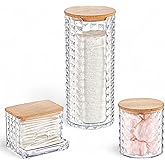 Deconox Diamond Ahşap Kapaklı 3'l&uuml; Organizer Set, Diamond Model Modern Pamukluk D&uuml;zenleyici Şık 3'l&uuml; Pamukluk Set - Şık ve Fo