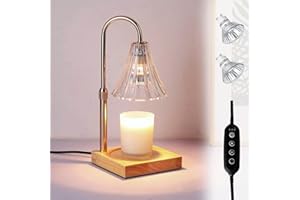BritPick Candle Warmer Lamp with Dimmer, Adjustable Electric Candle Warmer with 2h/4h/8h Timer, Wired Candle Melter Compatible with Scented Candles for Home & Office (Transparent+2 Bulbs)
