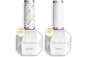 MelodySusie 2Pcs 15ml No Wipe Glossy Top Coat & Base Coat Set Long Lasting Shine Finish Soak Off UV LED Nail Lamp Nail Art Design Manicure Kit Perfect Gifts for Women Girls