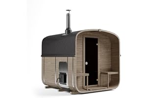 AZS-ENGINEERING Fasssauna Gartensaunas Garten Outdoor Sauna aus Fichtenholz – Verschiedene Größen (4–6 Personen) – mit Holzofen ETNA