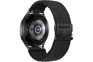 Joehwerr Compatible for Samsung Galaxy Watch 7 6 5 4 Strap 40mm 44mm 45mm/Watch 6 4 Classic 4 42mm 46mm 43mm 47mm/Active 2, Parachute Buckle 20mm Braided Stretchy Nylon Sport Band, Black