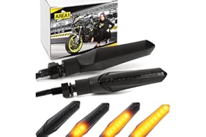 Area1 Kierunkowskaz LED do motocykla, certyfikat E, czarny, efekt światła do biegania, zestaw M8 (2 sztuki) kompatybilny z