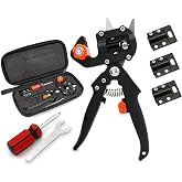 LEADSTAR Professional 2 in 1 Scissors, Grafting and Pruning Tool Kit with 3 V/U/&Omega; Cutting Blades for Plant Fruit Trees Bonsai