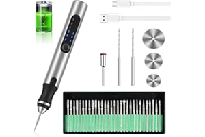 Euakee Bolígrafo Grabador Eléctrico, Juego de Herramienta de Grabado Inalámbrica Portátil Maquina de Grabado USB Recargable Pluma de Grabado Multifuncional para Tallar Vidrio, Madera, Joyería, Piedra