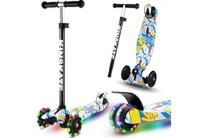 CUTEMELO Patinete Niños con 3 Ruedas LED para Niño y Niña de 3 a 12 Años Scooter Infantil Manillar de Altura Ajustable de 68 a 79 cm
