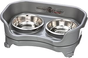 Neater Feeder Express - Ciotole rialzate per gatti, con supporto, in acciaio inox, per cibo e acqua, set di ciotole rialzate per gatti, canna di fucile
