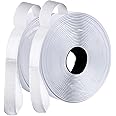 CLOUDFOUR Self-Adhesive Hook and Loop, Hook and Loop Fastener Tape 1 inch x 5M Self Adhesive Tape, Reusable Fastener for Home, Kitchen, Office, Crafting, Sewing, Cable Organizer (White)