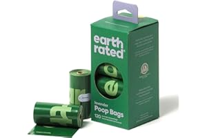 Earth Rated Sacchetti igienici per cani, a prova di perdite e extra resistenti, rotoli di ricarica, profumati alla lavanda, 120 pezzi