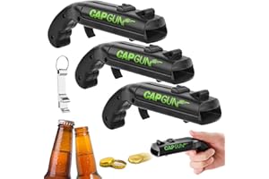 AIQI 3 Stück Cap Gun,Flaschenöffner Lustig, Kronkorken Pistole, Bierdeckelpistole, Cap Gun Flaschenöffner Pistole, Gadgets für Männer für Zuhause Bar Party Trinken und Spiel- (Schwarz)
